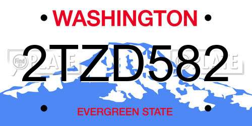 2TZD582 Washington License Plate