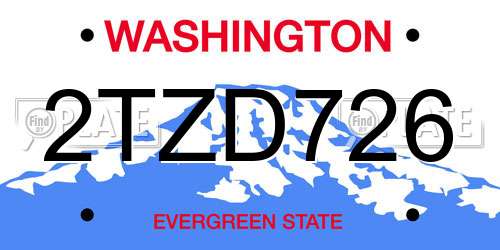2TZD726 Washington License Plate