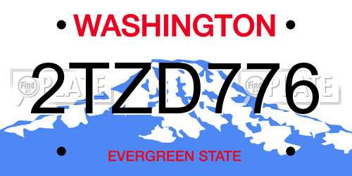 2TZD776 Washington License Plate