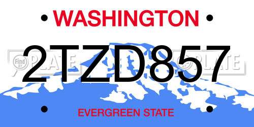 2TZD857 Washington License Plate