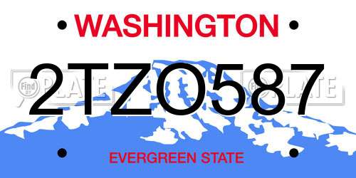 2TZO587 Washington License Plate