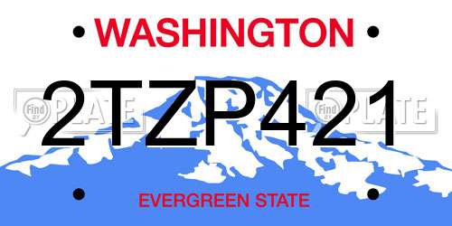 2TZP421 Washington License Plate