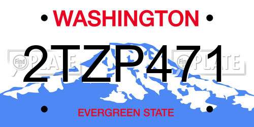 2TZP471 Washington License Plate