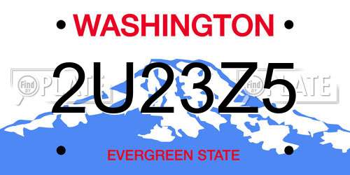 2U23Z5 Washington License Plate
