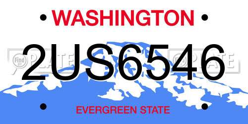2US6546 Washington License Plate