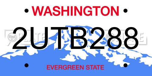 2UTB288 Washington License Plate