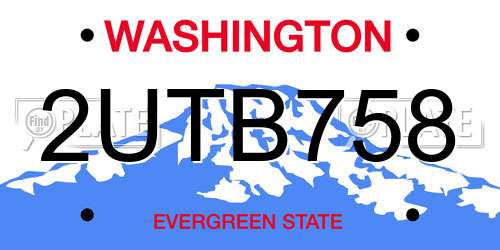 2UTB758 Washington License Plate