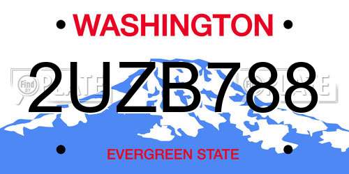 2UZB788 Washington License Plate