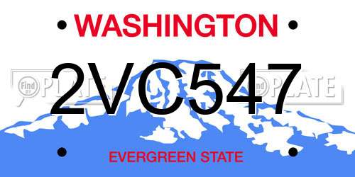 2VC547 Washington License Plate