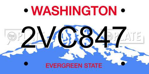 2VC847 Washington License Plate