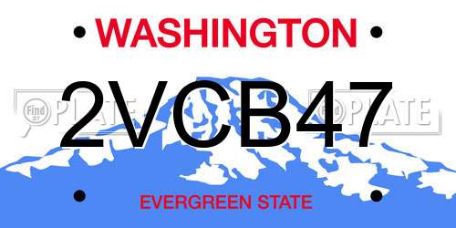 2VCB47 Washington License Plate