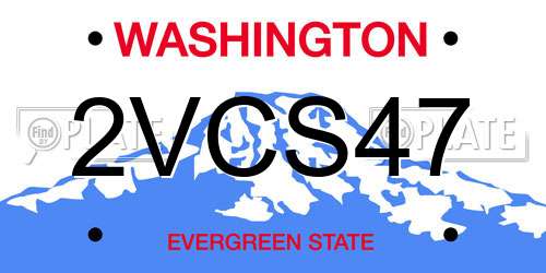 2VCS47 Washington License Plate