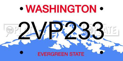 2VP233 Washington License Plate
