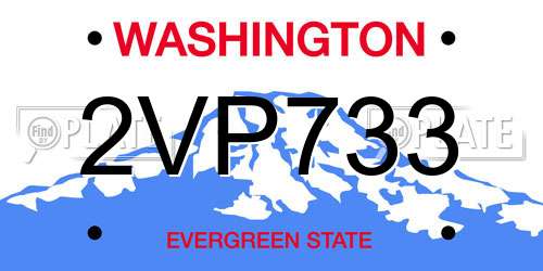 2VP733 Washington License Plate