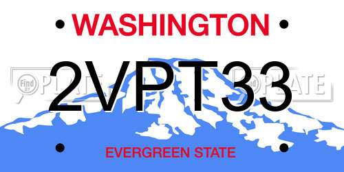2VPT33 Washington License Plate