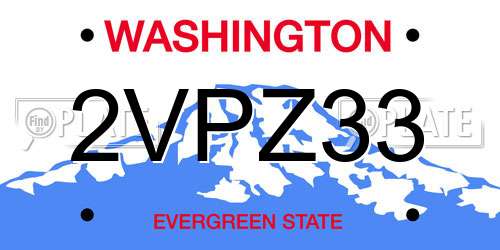 2VPZ33 Washington License Plate