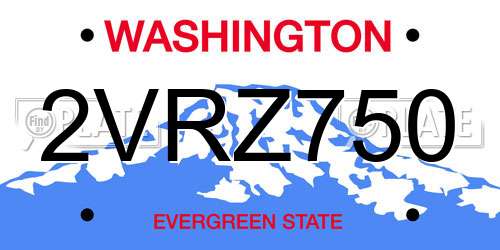 2VRZ750 Washington License Plate