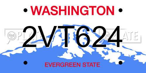 2VT624 Washington License Plate