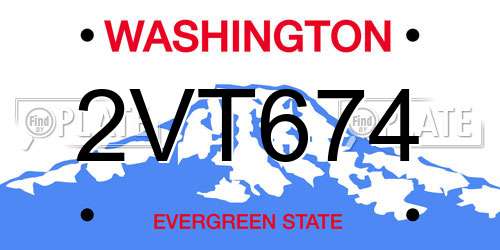 2VT674 Washington License Plate