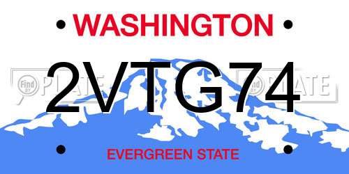 2VTG74 Washington License Plate