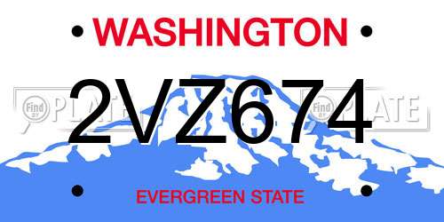 2VZ674 Washington License Plate