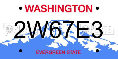 2W67E3 Washington License Plate