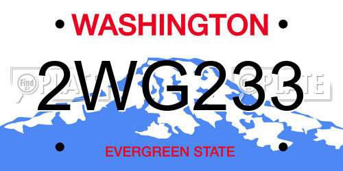 2WG233 Washington License Plate