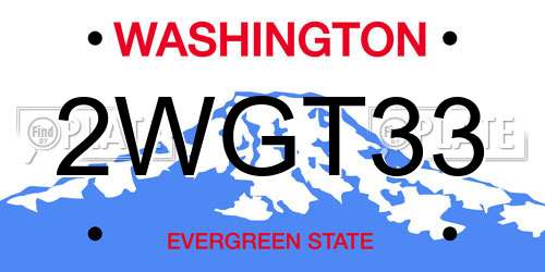 2WGT33 Washington License Plate