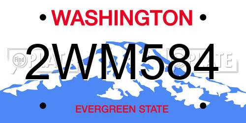 2WM584 Washington License Plate