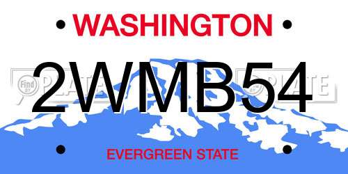 2WMB54 Washington License Plate