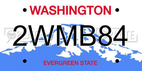 2WMB84 Washington License Plate