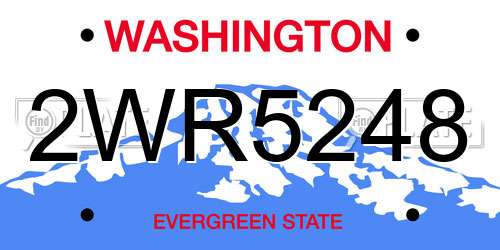 2WR5248 Washington License Plate
