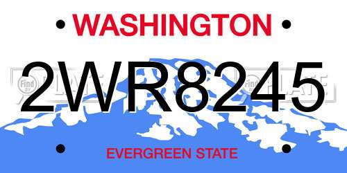 2WR8245 Washington License Plate