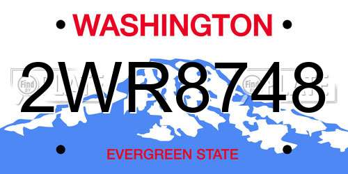 2WR8748 Washington License Plate