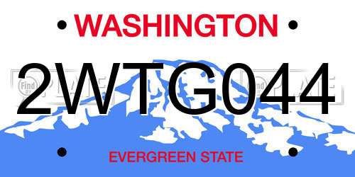 2WTG044 Washington License Plate