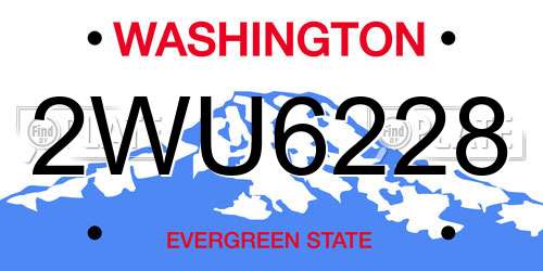2WU6228 Washington License Plate