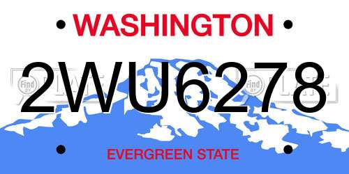 2WU6278 Washington License Plate