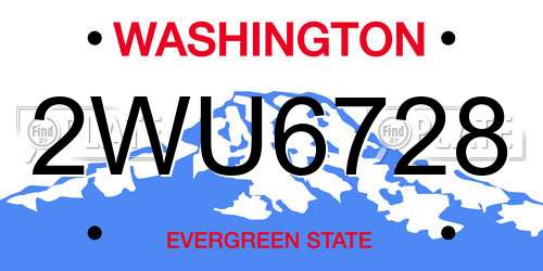 2WU6728 Washington License Plate