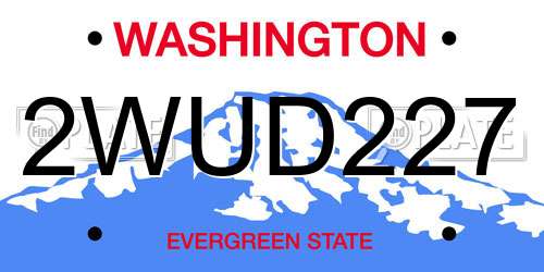 2WUD227 Washington License Plate