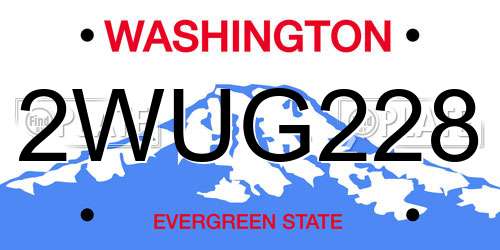 2WUG228 Washington License Plate
