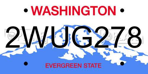 2WUG278 Washington License Plate