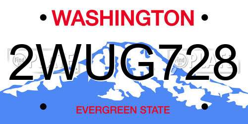 2WUG728 Washington License Plate