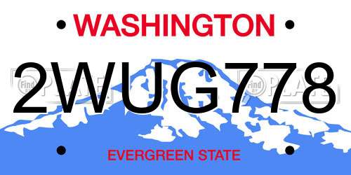 2WUG778 Washington License Plate