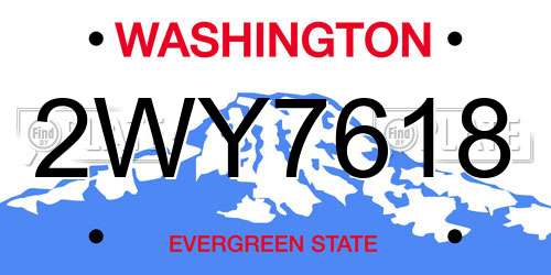 2WY7618 Washington License Plate
