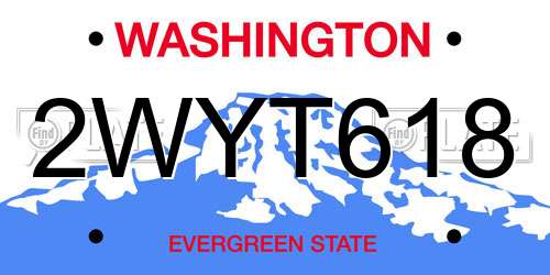 2WYT618 Washington License Plate