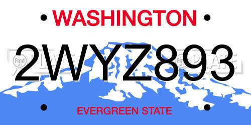 2WYZ893 Washington License Plate