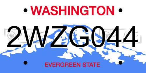 2WZG044 Washington License Plate