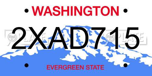 2XAD715 Washington License Plate