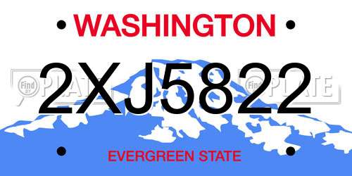 2XJ5822 Washington License Plate