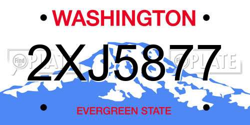 2XJ5877 Washington License Plate